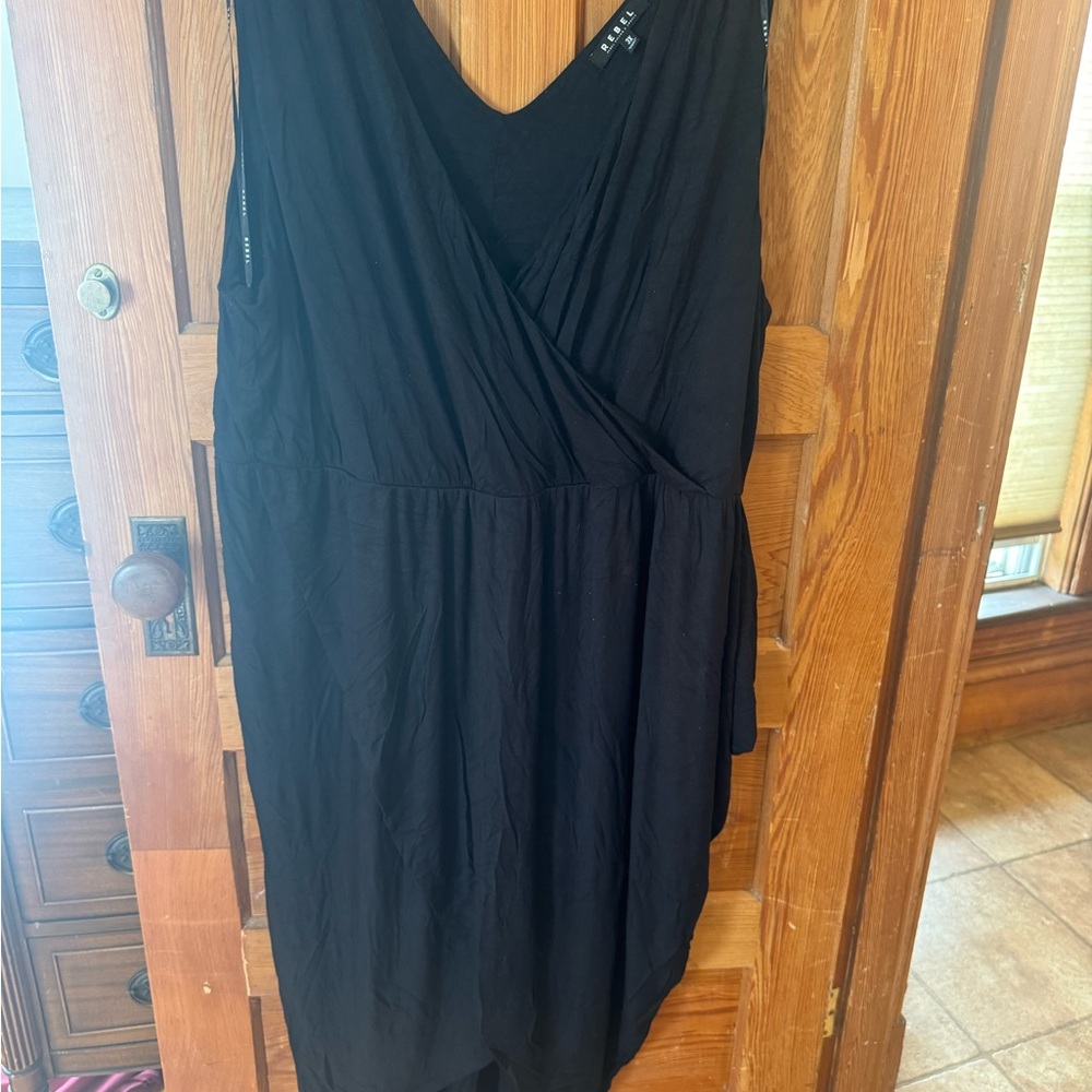 Rebels Black Draped Midi Dress
